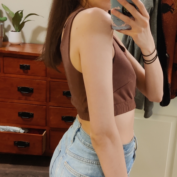 NWOT custom made brown Nike embroided bra top - Picture 3 of 10